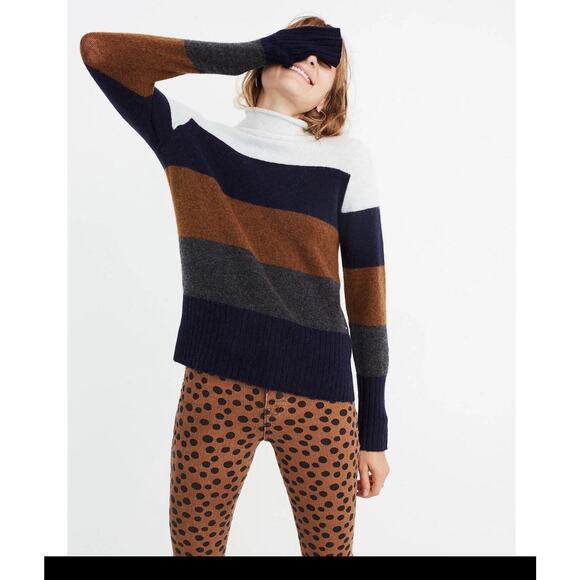 Madewell Inland Striped Turtleneck Sweater in Coziest Yarn Size Large 2410 - Picture 1 of 10